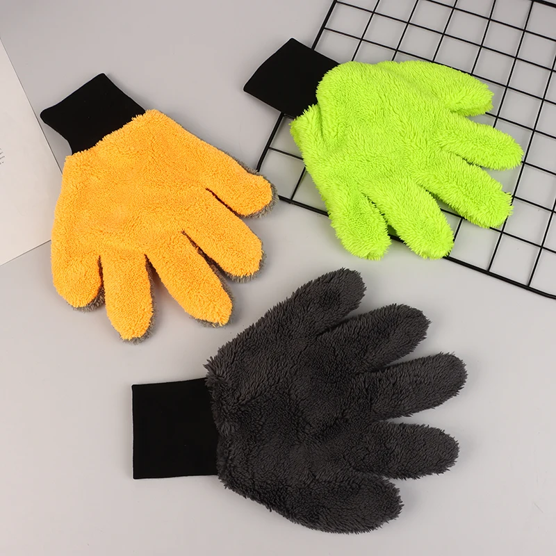 5-Finger Car Washing Glove Double-Faced Microfiber Auto Cleaning Mitt Scratch-Free Soft Car Care Detailing Wash Gloves