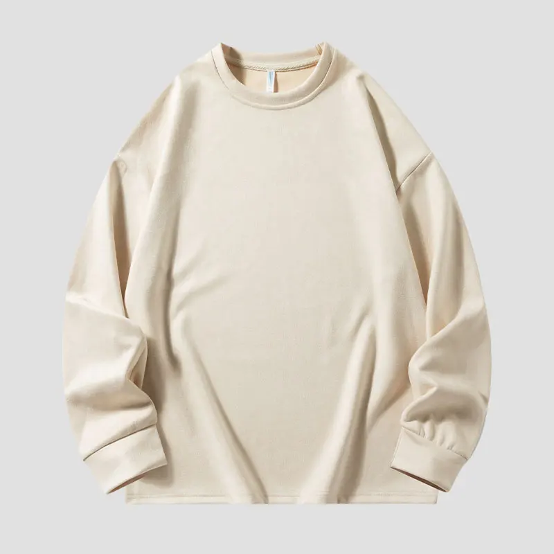 Men's Hoodie Autumn and Winter Pullover with Round Neck Patchwork Print Fashi and Casual Commuting Suede Loose Long Sleeved Tops
