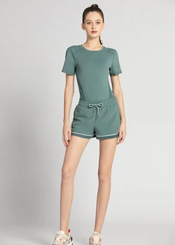 ملابس يوجا فضفاضة للنساء ، بلوزة بأكمام قصيرة ، ملابس للجري واللياقة البدنية ، بدلة رياضية ، سراويل يوجا