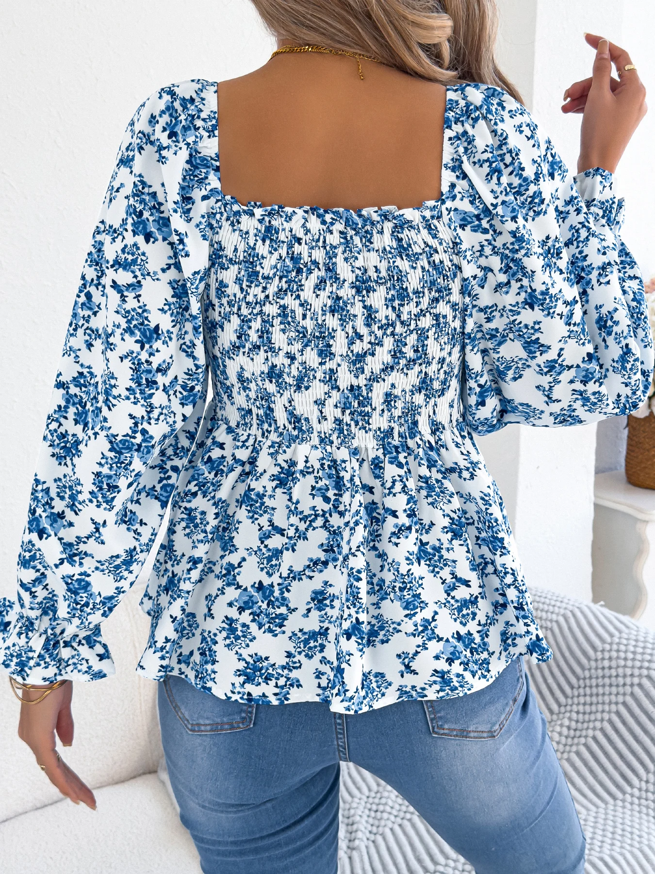 Floral Print Chiffon Blouse for Women