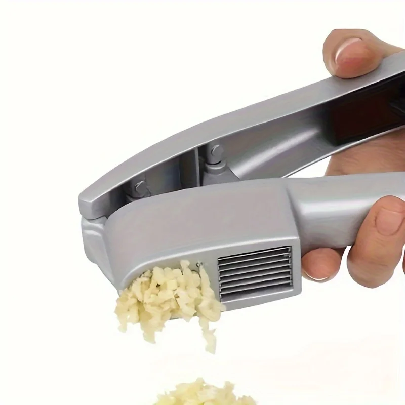 Garlic Press & Slicer 2 in 1 - Aluminium Garlic & Ginger Mincer and Slicer - with Slicing and Grinding - Kitchen Cooking Tools