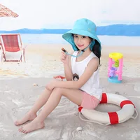 Youth Boys Girls UPF 50+ Sun Hat with Neck Flap Summer Beach Caps Kids Safari Visor 8-15 Years Old Free Shipping 54-58cm 4