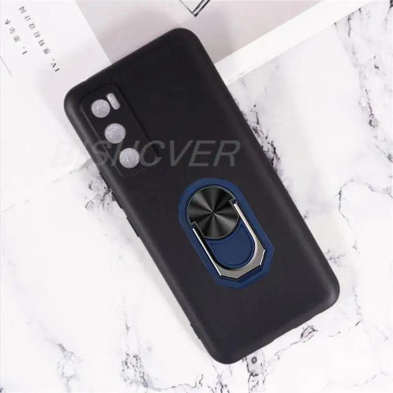 Cover Per Vivo Y20s/Y20/Y11s Con Protezione Fotocamera | Custodia A Scorrimento Con Anello 360° E Supporto | Bumper Antiurto Blu
