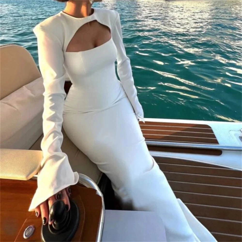 Mermaid Black Prom Dress Arabia Long Sleeves Fabric Detail