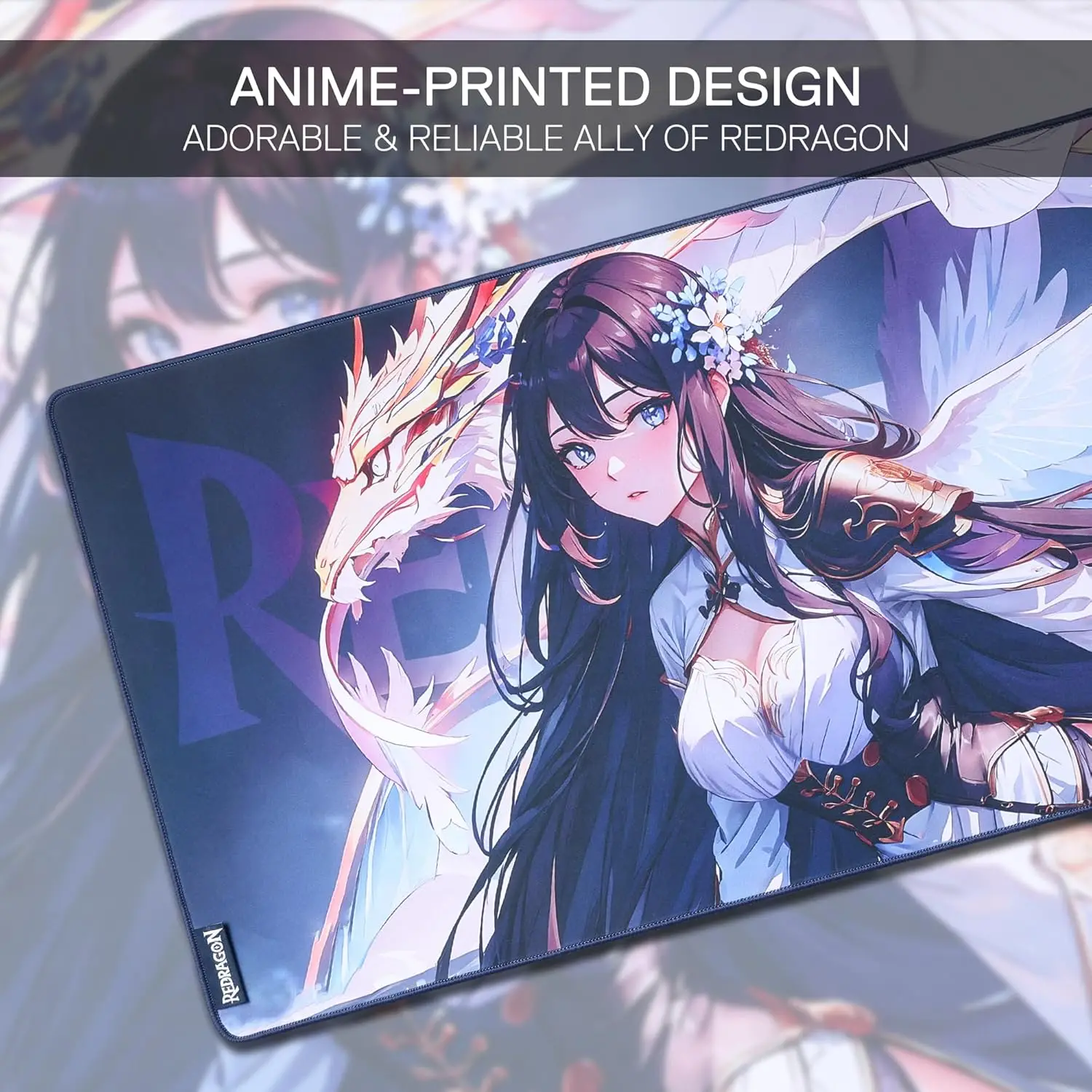 Redragon P046 Anime Gaming Mouse Pad-Smooth Lycra Surface, Anti-Slip Rubber Base, Spill-Resistant, Durable 5mm Thick