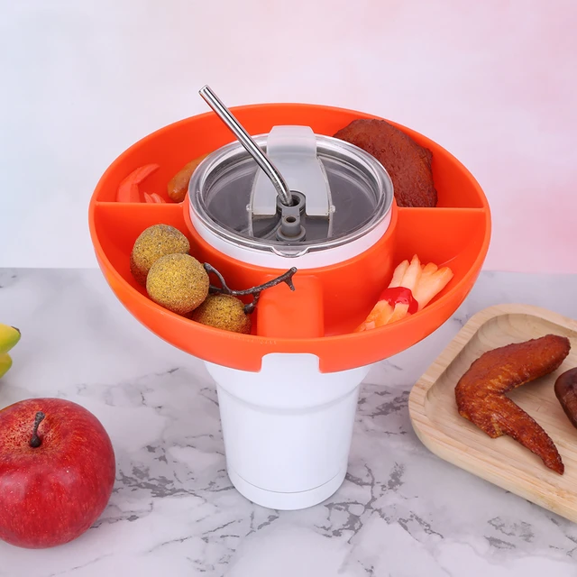 Portable Snack Cup Holder Snack Fruit Plate Plastic Car Mounted Drinking Cup  for Stanley Water Bottle Accessories Snack Tray - AliExpress