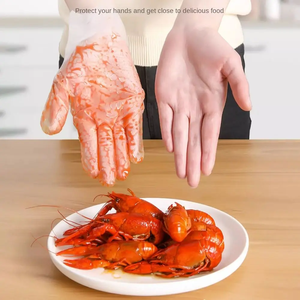 Description Picture 4 of item100Pcs Acid Work Safety Disposable Gloves Non-Slip S/M/L/XL Cleaning Gloves Food Grade Transparent Latex Free Gloves Market