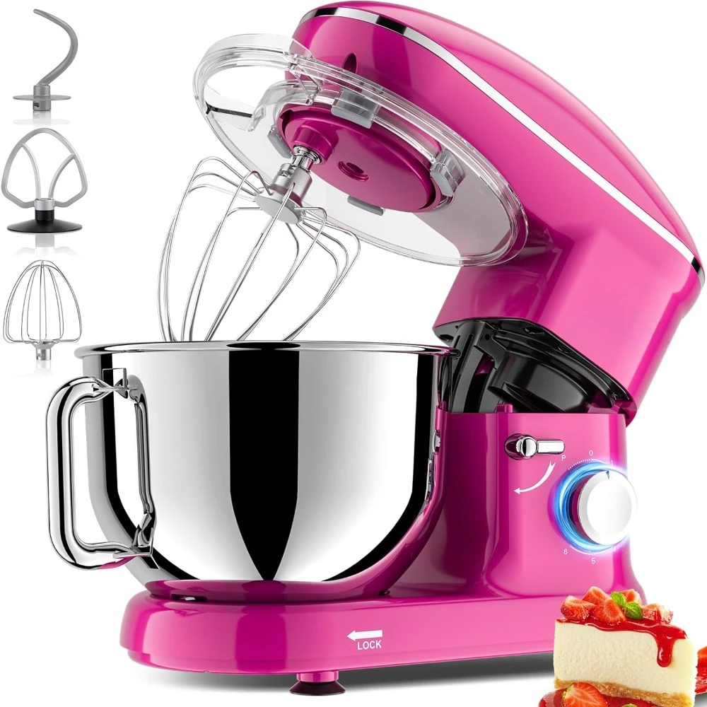 

Stand Mixer, 660W 6 Speed Electric Kitchen Mixer with Pulse Button, Attachments include 6.5QT Bowl, Dishwasher Safe Beater