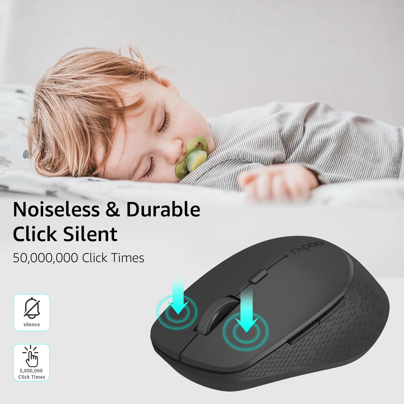 Mouse Ergonômico Silencioso Multi-modo 2.4g Bluetooth 4.0 5.0 2400dpi Apto para Computador pc Laptop Rapoo-m300g - Imagem 4