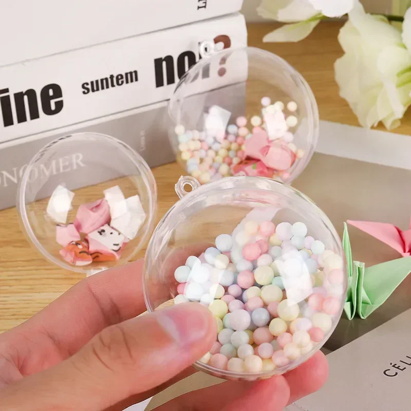 4-8CM Weihnachten Ornamente Kugeln DIY Befüllbare Flitter Kunststoff Transparent Hohl Ball Hochzeit Party Weihnachten Baum Hängen Dekorationen – Detail 6