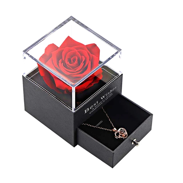Rosa Eterna Conservata Sotto Cupola Di Vetro Con Candele Profumate - Regalo Romantico Per Donna, Fiore Stabilizzato