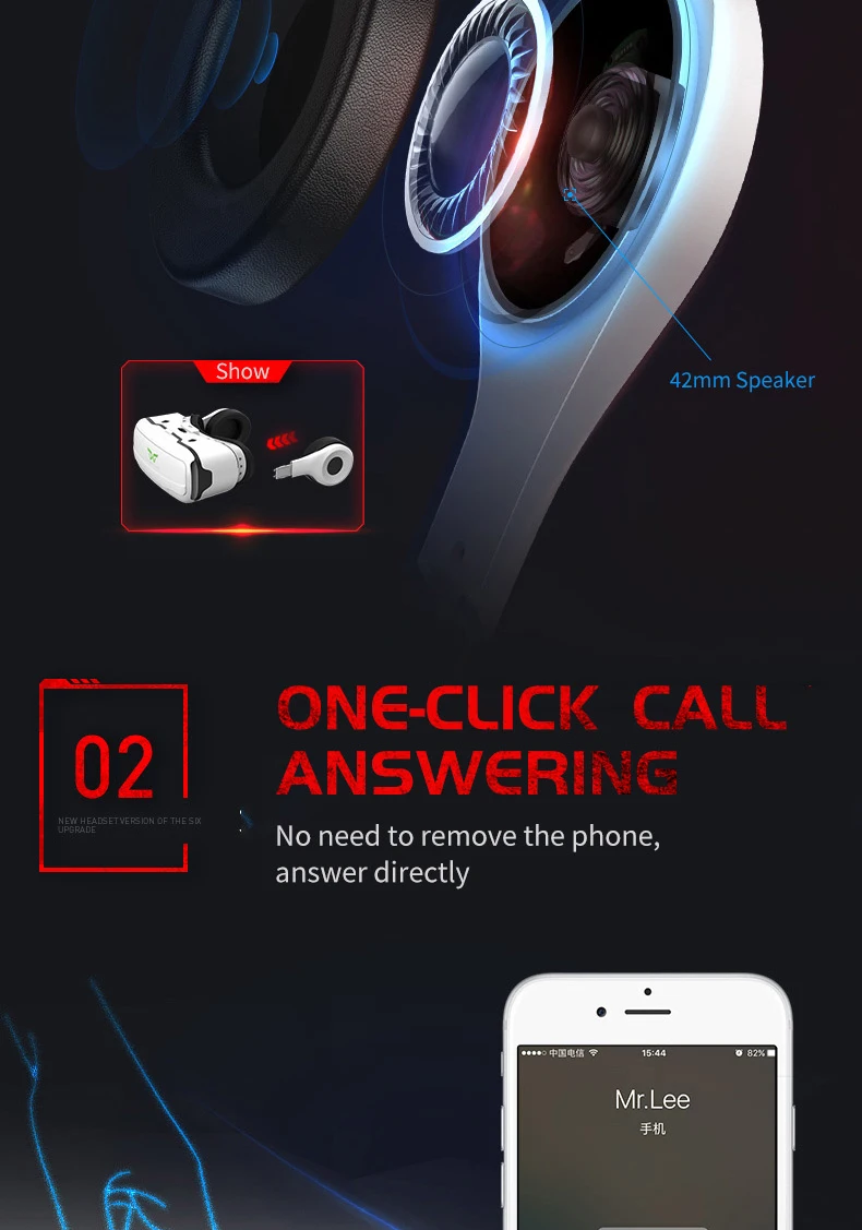 VR SHINECON G02EF VR Glasses Built In Microphone description image 2