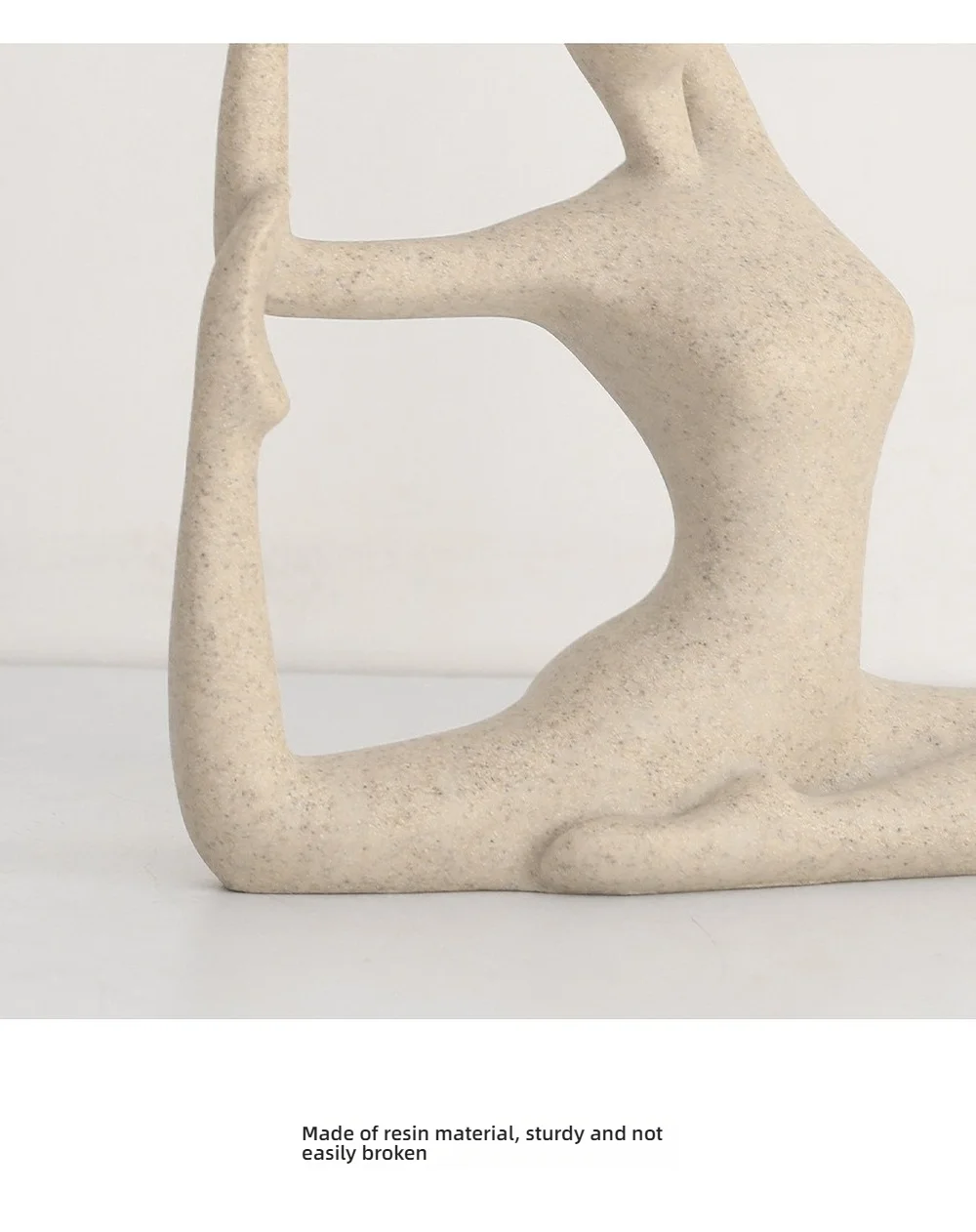 Yoga-Figur mit Sandstein-Finish, Kunstharz-Statue, nordische Zen-Meditationsskulptur für Schreibtischdekoration, Ornament mit minimalistischer Steinstruktur – Detail 12