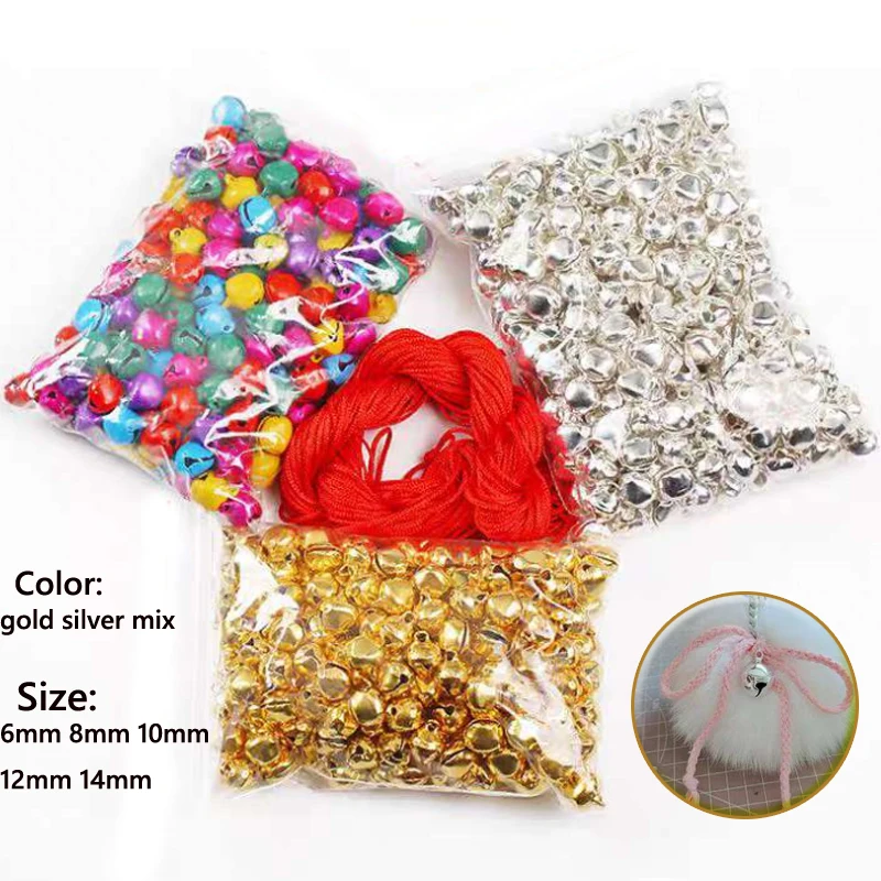 25-200Pcs Jingle Bells Aluminum Loose Beads Small For Festival Party Decoration/Christmas Tree Decoration/DIY Crafts Accessories