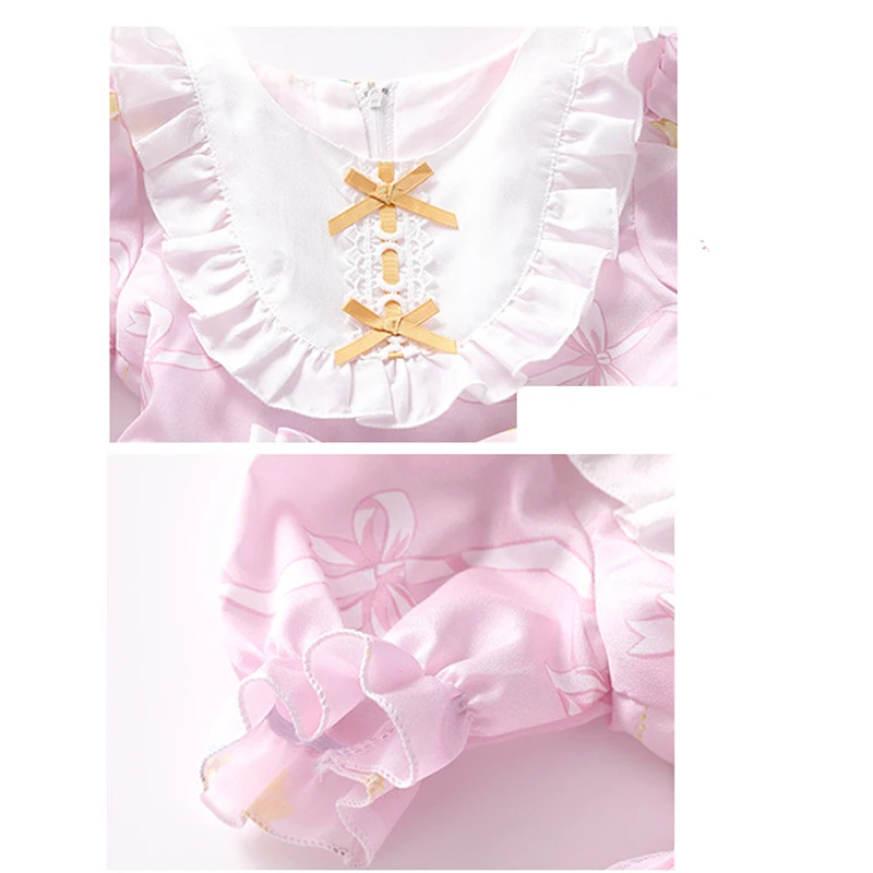 Summer Victorian Retro Lolita Dress for Girls Kid Short Sleeve Maid Costume Girl Child Tutu Skirt For Girl Princess Girls' Dress