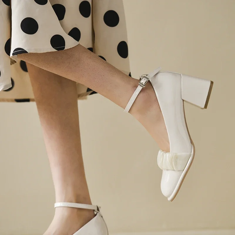 Sweet Buckle Mary Jane Summer Thick High Heel 6.5CM Sandals 2023 Gentle Casual Street Fashion Trend Office Ladies High Heels