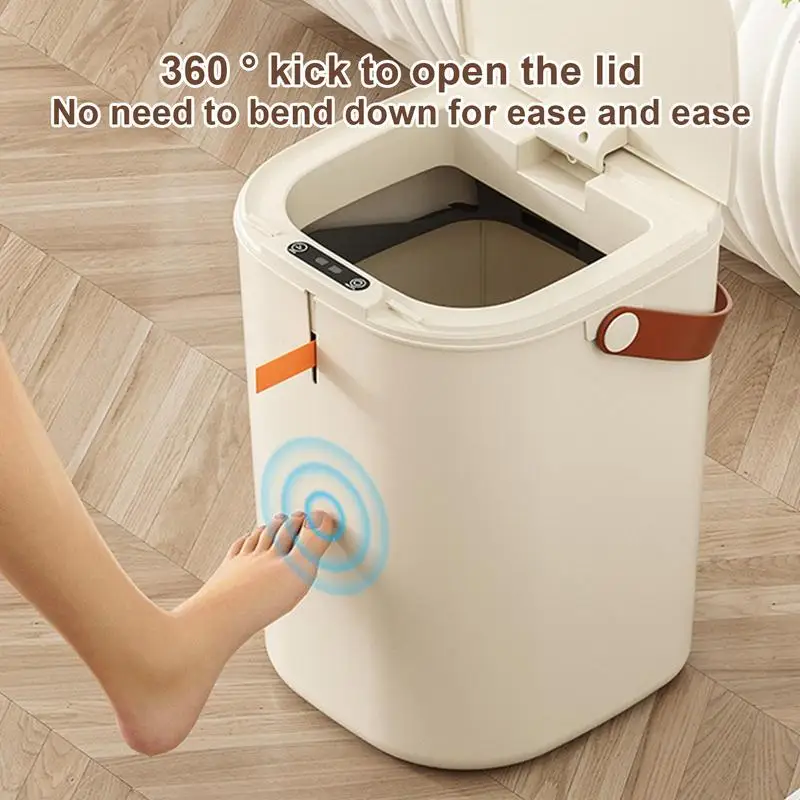 

20L Smart Trash Can Automatic Sensor Garbage Bin Bathroom Toilet Bedroom Kitchen Wastebasket With Lid Touch-free Smart Trash Can