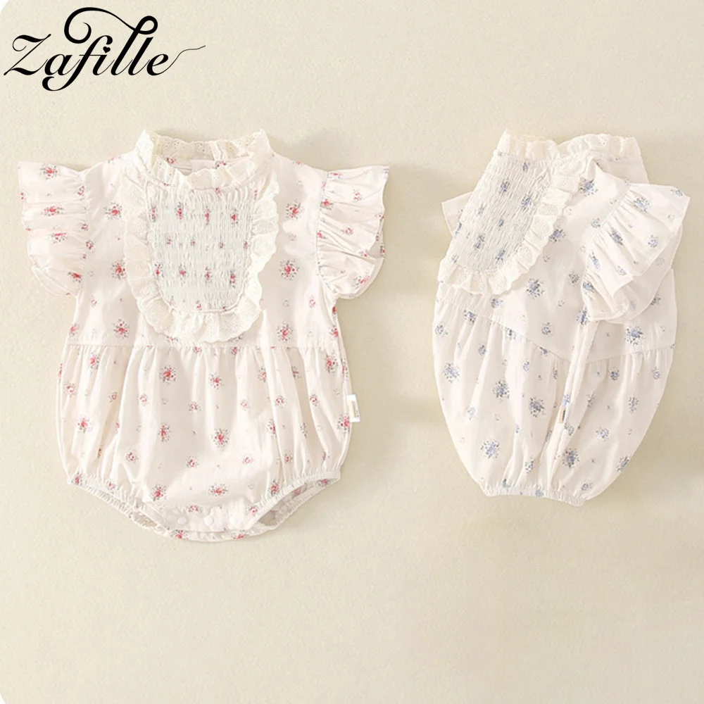 

ZAFILLE 0-18M Girls Bodysuit For Newborns Elegant Palace Style Baby Costume Summer Kids Infant Outfits Cute Toddler Girls Romper