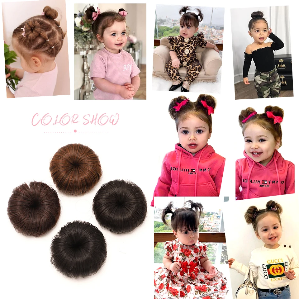 Synthetic Hair Bun Wig for Girls Daily Wear