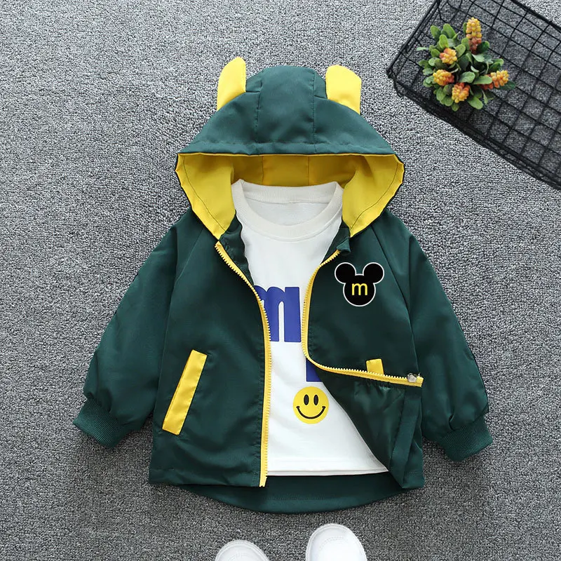 2023 New Spring Boys Hooded Jacket Children Toddler Autumn Cartoon Zipper Shirt Fall Baby Boy Mickey Mouse Fashion Clothing