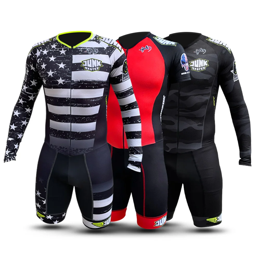 New Men's Speedsuit Inline Roller Skate Skating Triathlon Skinsuit Sports Tight Bodysuit Short Sleeve Cycling Jumpsuit Outdoor