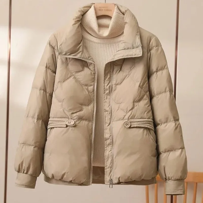 2023 New Women Down Jacket Winter Coat Female Short-length Stand Collar Parkas Fashionable LooseOutwear Warm Hin Thin Overcoat