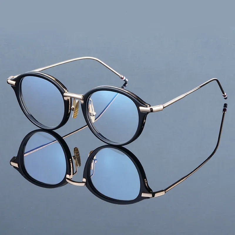

New York Brand Round Alloy Glasses Frame Men Optical Prescription Eyeglasses Women Myopia Round Thom Brand Eyewear