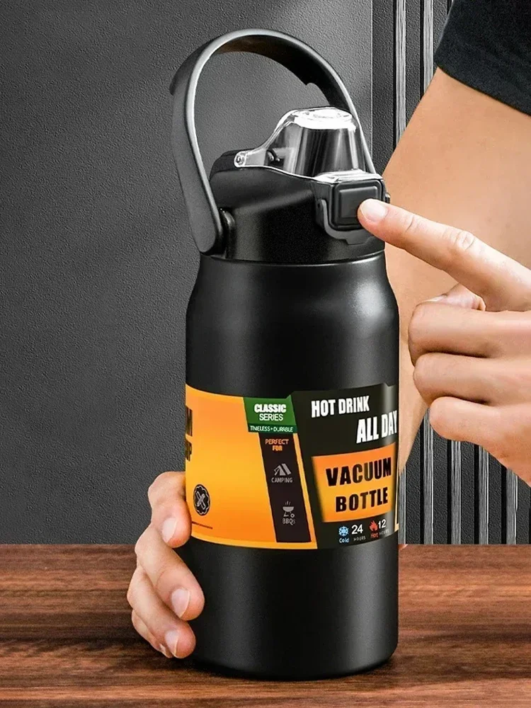 Description Picture 2 of itemOutdoor Portable Thermos with Straw 304 Stainless Steel Thermal Mug Tumbler Cup Sports Vacuum Flasks Cold and Hot Water Bottle