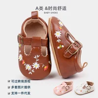 Spring and Autumn Cute Baby Girl Embroidered Princess Leather Shoes High Quality Anti Slip Prewalker Shoes First Walkers BMB4145
