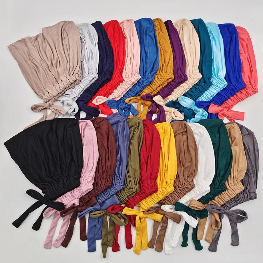 New Soft Modal Muslim Turban Hat Inner Hijab Caps Islamic Underscarf Bonnet India Hats Female Headwrap Turbante Mujer