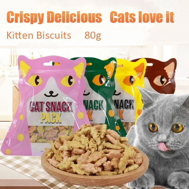 Snacks Jetables pour Animaux de Compagnie, Biscuits pour Chat, Stade, Thon, Multiplicité, Financial, Santé, Facile à Manger, Herbe à Chat Croustillante, Poisson 1