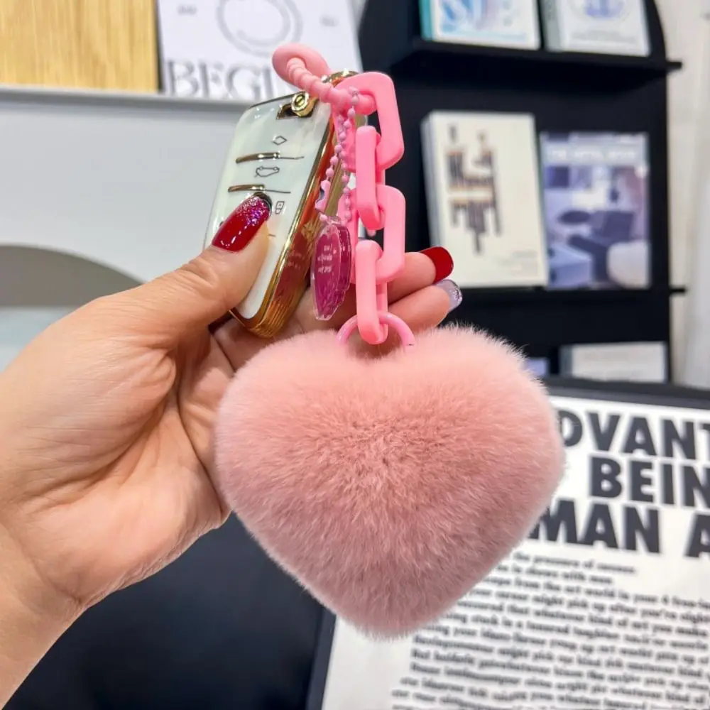 Portachiavi Con Ciondolo A Cuore In Pelliccia Sintetica | Accessorio Donna Alla Moda Per Borse E Chiavi, Regalo Carino E Peluche - 3