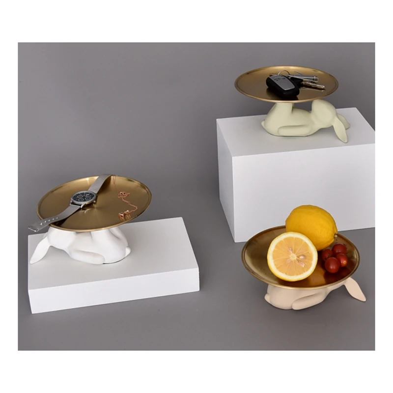 

Новинка, кролик, статуя животного из смолы, настольный контейнер для конфет, органайзер для закусок, ремесла, скульптура, Современное украшение для дома