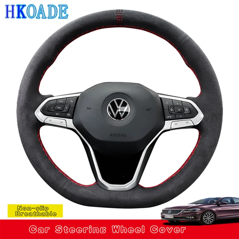 

Индивидуальный чехол на рулевое колесо автомобиля из мягкой замши своими руками для Volkswagen VW Atlas Golf 8 Mk8 Jetta Passat B9 Tiguan Sharan