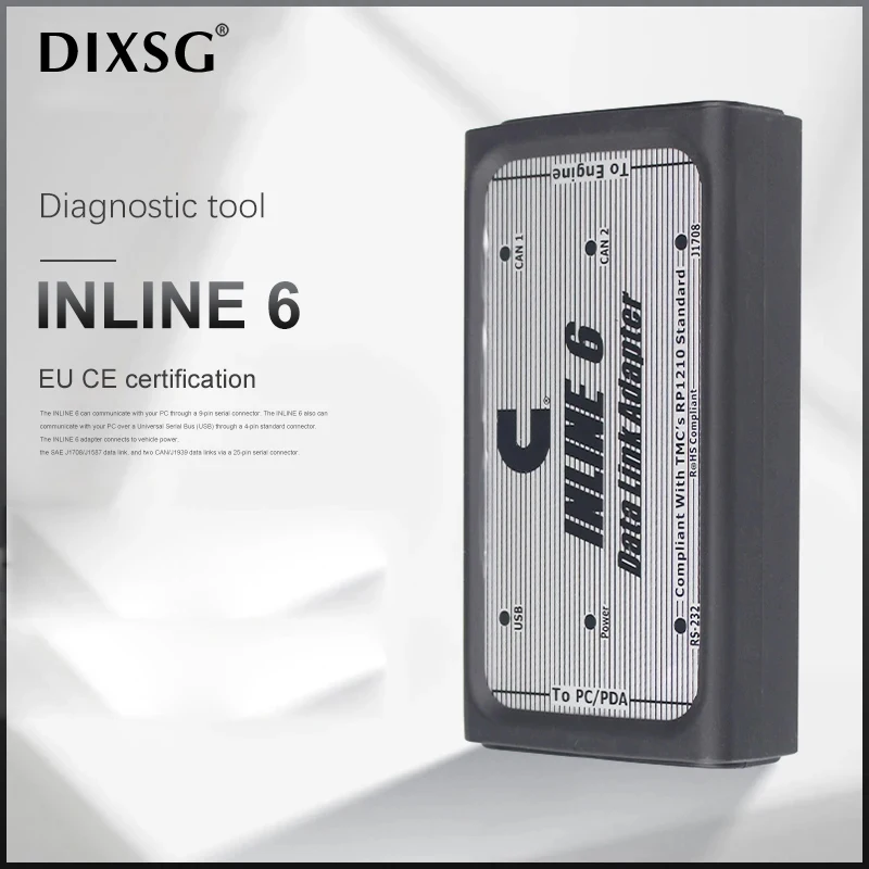 Data Link inline6 V8.7 V7.62 Adapter Heavy Duty Diagnostic Tool Scanner Cable inline 6 Scanner Full 8 cable Truck Diagnostic USB