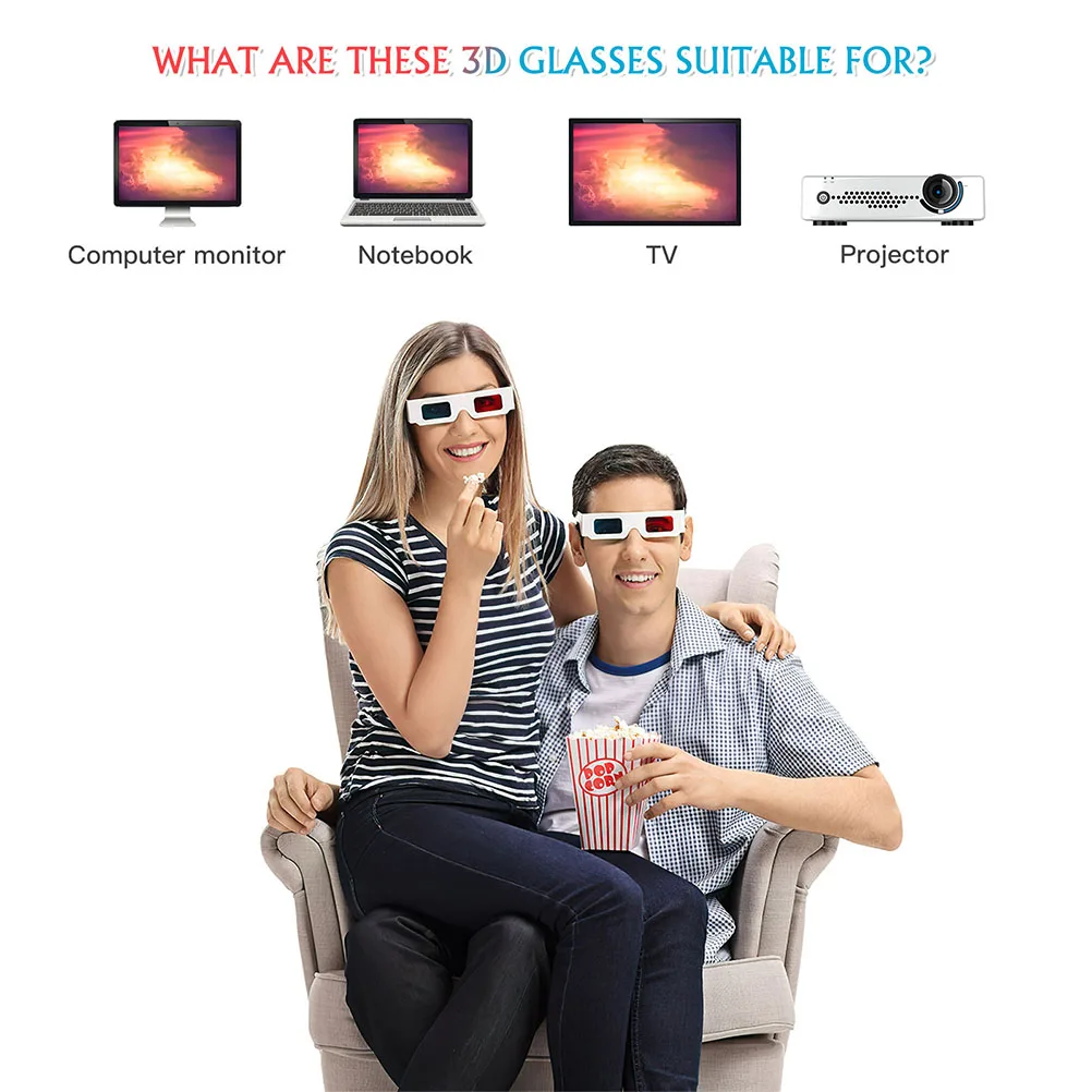 40pcs Paper Glasses Universal 3D Anaglyph Glasses Movie Cinema Anaglyph 3D