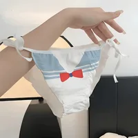 Sous-vêtements en coton pour femmes, culotte Sexy à lacets, Lolita Lori Kawaii, nœud papillon, cœur mignon, slip à nouer doux et respirant, Lingerie 5