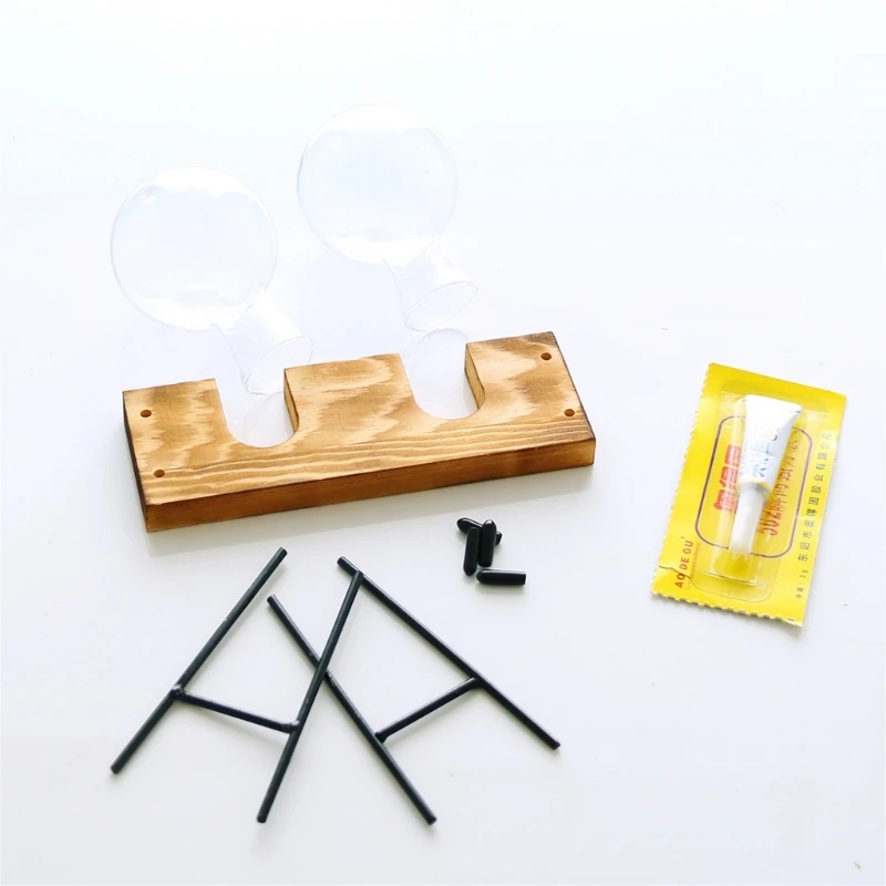 Desktops Plant Terrariums with Wooden Stand Propagations Stations Elegant Clear Glass Bulb Vase Planter for Hydroponics 5
