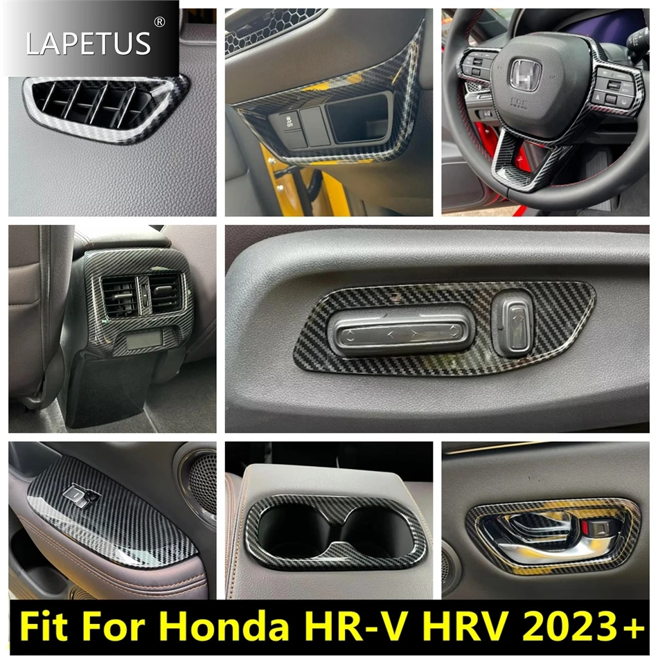 

Carbon Fiber Window Lift / Head Light / Steering Wheel / Seat Adjust Panel Cover For Honda HR-V HRV 2023 Accessories Interior