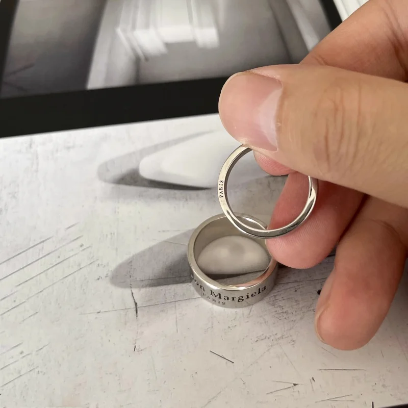 Numeric Style, Simple Letters, Neutral Wide Ring, Glossy Personalized  Instagram Style