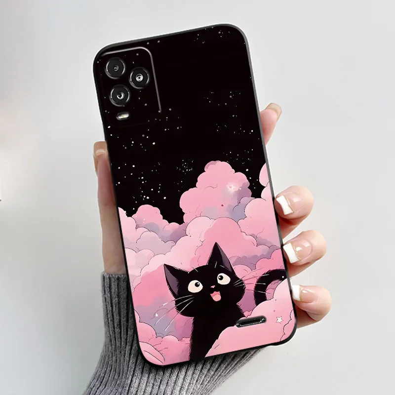 Aesthetic Dreamy Scenery Pattern Black Phone Case - Soft Shockproof Casing