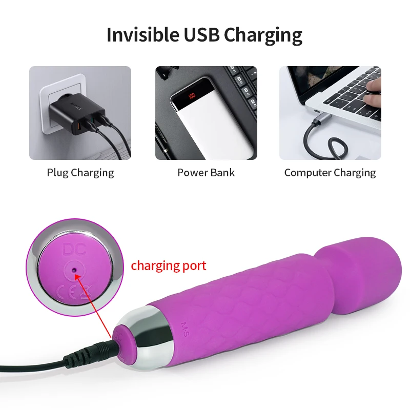Wireless Dildo AV Vibrator Magic Wand For Women G-Spot Clit Stimulator USB Rechargeable Body Massage Sex Toys for Adults_voghion.com