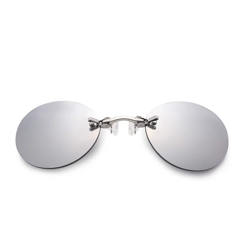 Polarized Sunglasses polarized sunglasses vintage sunglasses fishing sunglasses cyberpunk sunglasses Clip On Nose Glasses Round Rimless Matrix Morpheus Sunglasses Mini Frameless Vintage Men Eyeglasses UV400