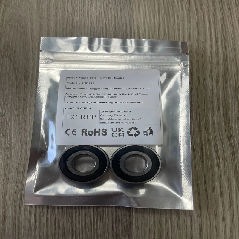 2개 16001RS 볼 베어링 12x28x7mm ABEC-7 16001 2RS 고무 밀봉