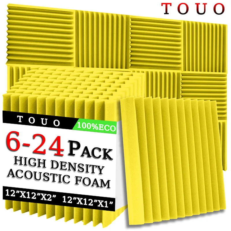 TOUO 6/12/24 Pcs Acoustic Foam Panels Music Studio Acoustic Treatment House Isolation Noise Foams Soundproof Home Accessories