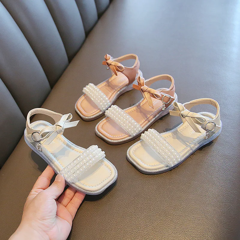 Girls Summer Bow-knot Sandals Rhinestone Shoes