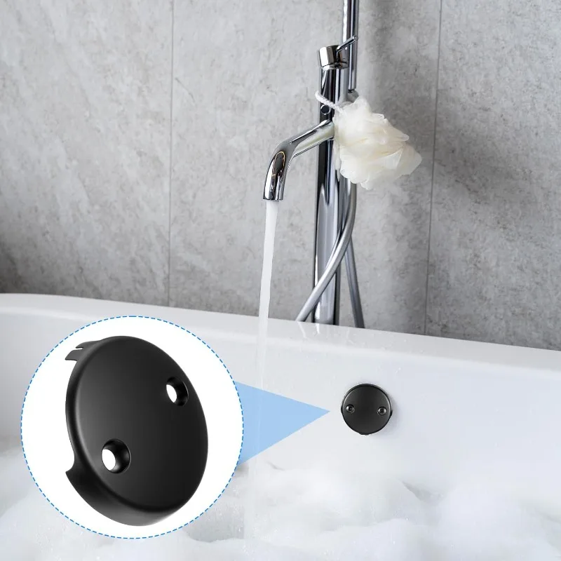 2-hole Bathtub Overflow Drain Cover with 2 Screws Overflow Plate Suitable for Most Standard Bathtub Drainage Accessories