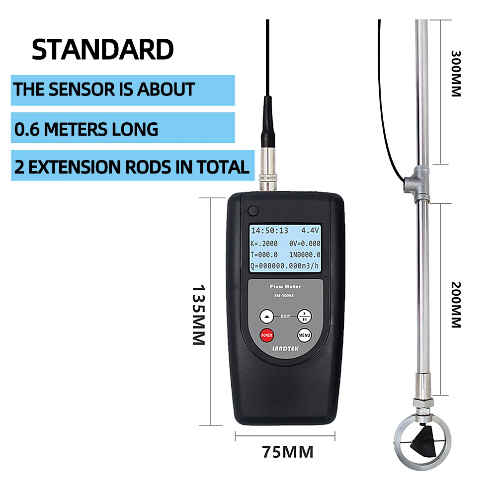 Portable flow meter FM-100V5 nullah river reservoir hydrological 0.01-5.00m /s