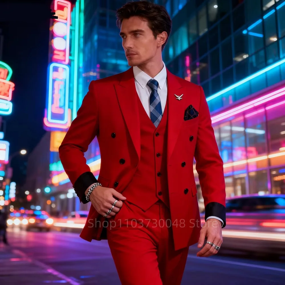 High Quality Wedding Groomsmen Suit 3 Piece Men Simple Business Elegant Fashion Job Interview Gentleman Suit (Jacket+Vest+Pants