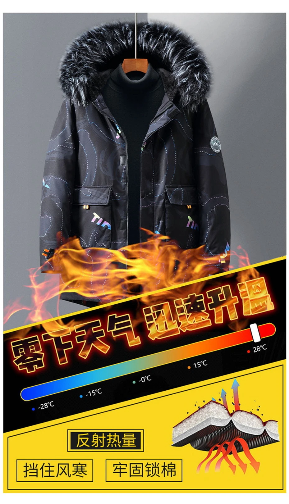 Description Picture 4 of itemPlus Size 10XL 11XL Parka Men Winter Jacket Fashion Casual Thickened Camou Jacket Coat Male Parkas Big Size 10XL 11XL